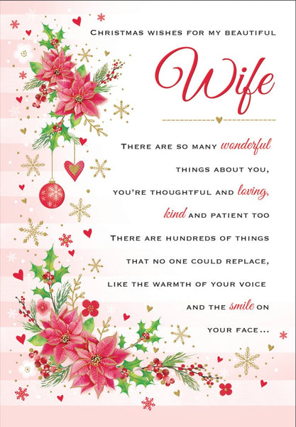 Wife Christmas card- Christmas flowers