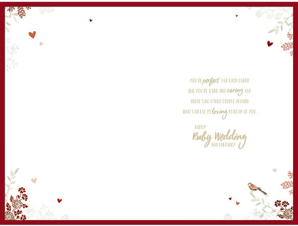 Ruby anniversary card - hearts and flowers