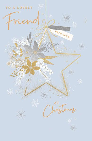 Friend Christmas card- star and flowers