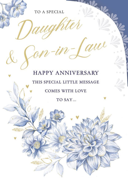Daughter and Son in law wedding anniversary card - flowers