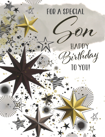 Son birthday card - modern stars
