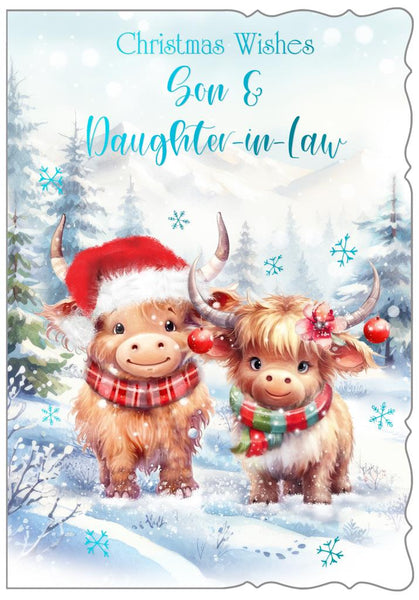 Son and Daughter-in-law Christmas card- cute cows