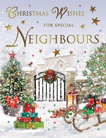 Neighbours Christmas card - festive garden