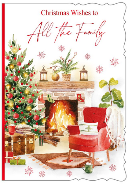 To all the family Christmas card - festive fireside