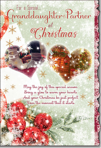 Granddaughter and partner Christmas card - sentimental verse