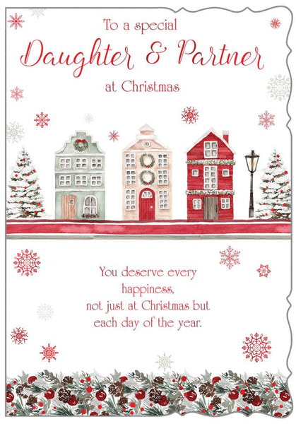 Daughter and Partner Christmas card - festive town