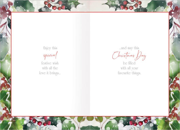 From both of us Christmas card - Xmas holly
