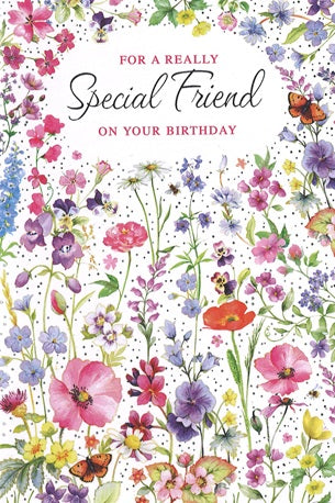 Friend birthday card - wild flowers