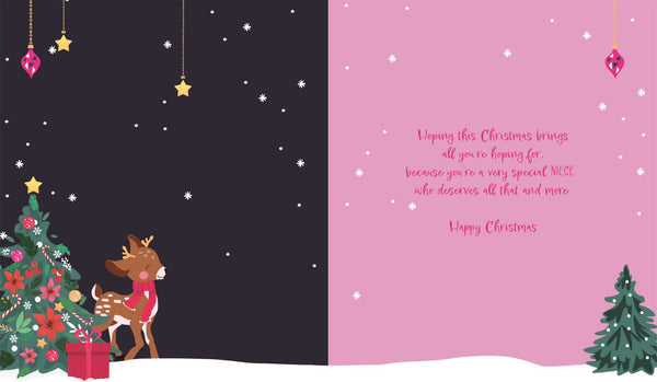 Niece Christmas card - cute reindeer