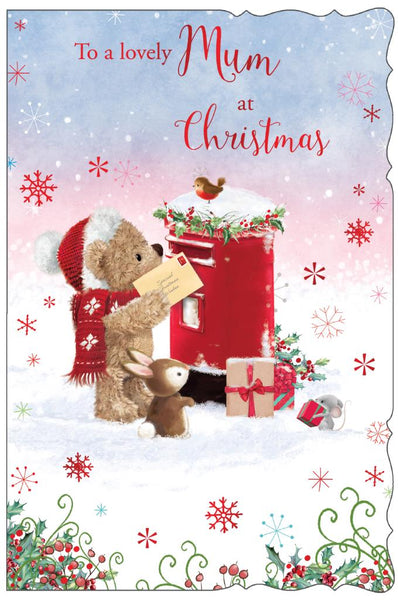 Mum Christmas card - cute Xmas bear