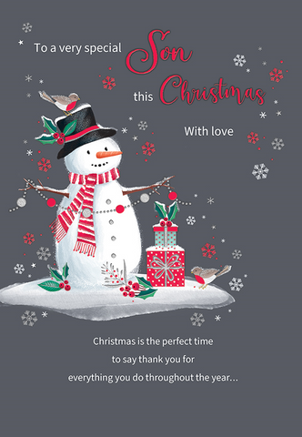 Son Christmas card - cute snowman