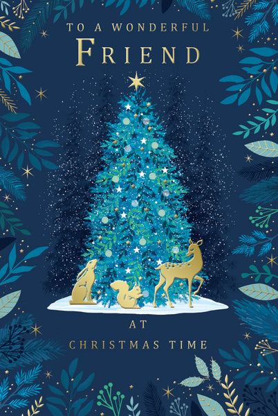 Friend Christmas card - winter woodland