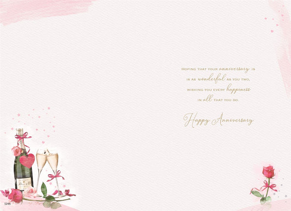 Daughter and Son-in-law anniversary card champagne and rose