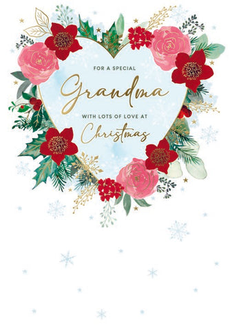Grandma Christmas card - festive flowers
