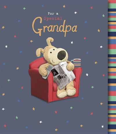 Boofle Grandpa birthday card - relaxing watching TV