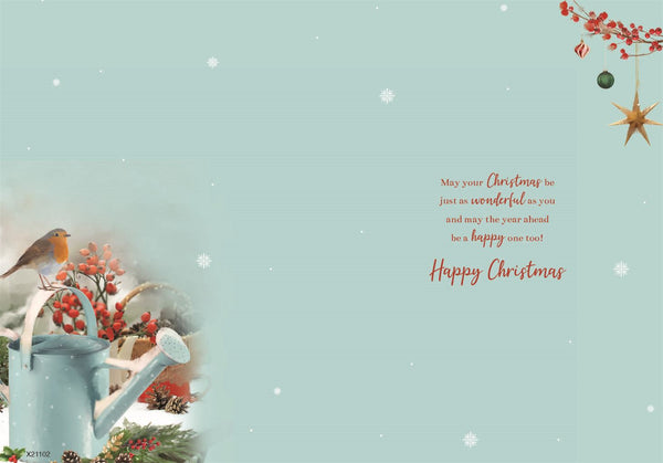 Grandad Christmas card - traditional Xmas robin
