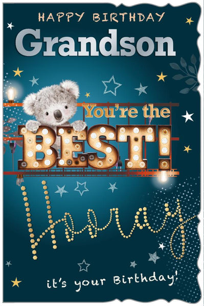 Grandson birthday card - cute bear