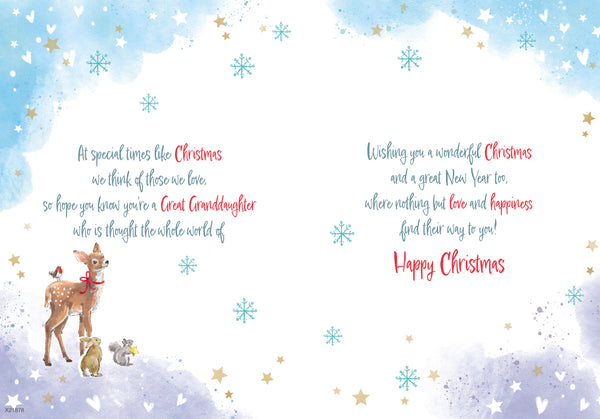 Great-Granddaughter Christmas card - Snow globe