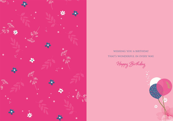 General birthday card for her- balloon and flowers