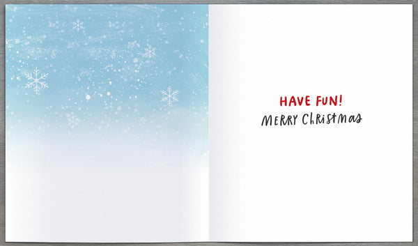 Grandson Christmas card - fun polar bear
