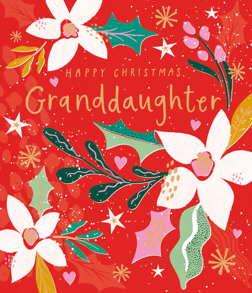 Granddaughter Christmas card- Christmas flowers