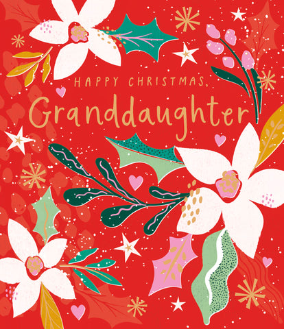 Granddaughter Christmas card- Christmas flowers