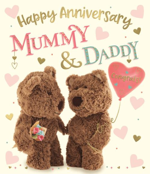 Mummy and Daddy anniversary card - cute bears