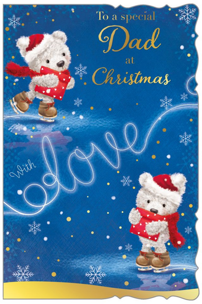 Dad Christmas card - cute festive bear