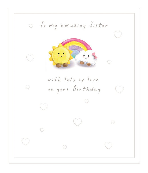 Sister birthday card - cute rainbow