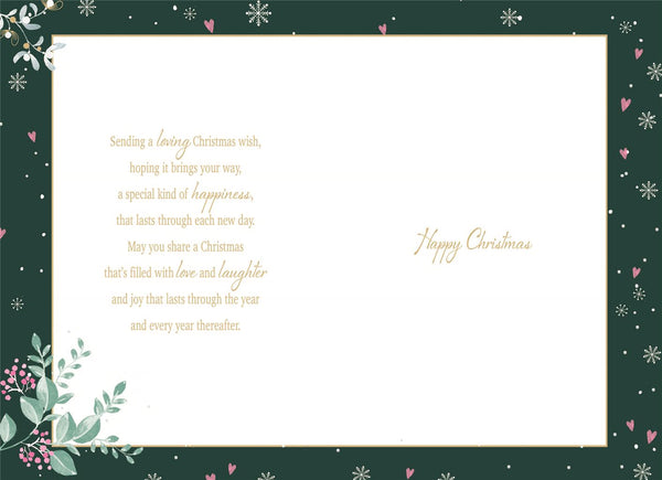 Niece and Husband Christmas card - Xmas baubles