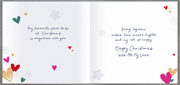 Luxury One i love Christmas card - colourful hearts