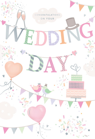 Wedding day card - cake and bunting