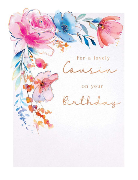 Cousin birthday card - pretty flowers