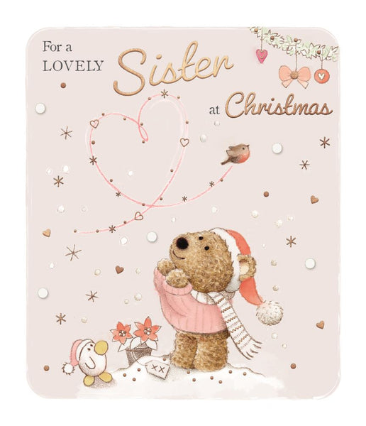 Sister Christmas card- cute winter bear