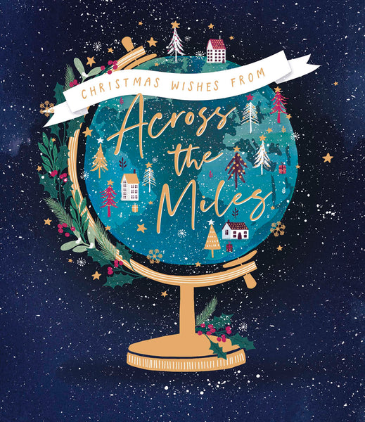 Across the miles Christmas card- globe