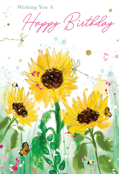 General birthday card for her- bright sunflowers