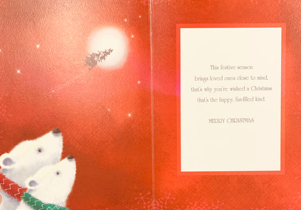 Great Grandson Christmas card - cute polar bears