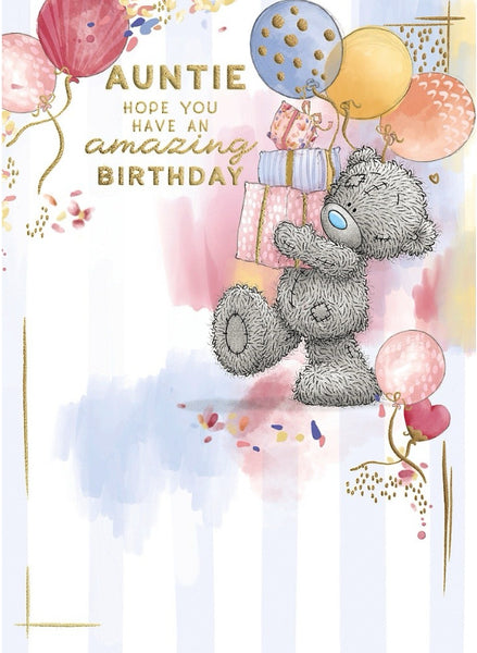Me to you Auntie birthday card - tatty teddy with birthday cake