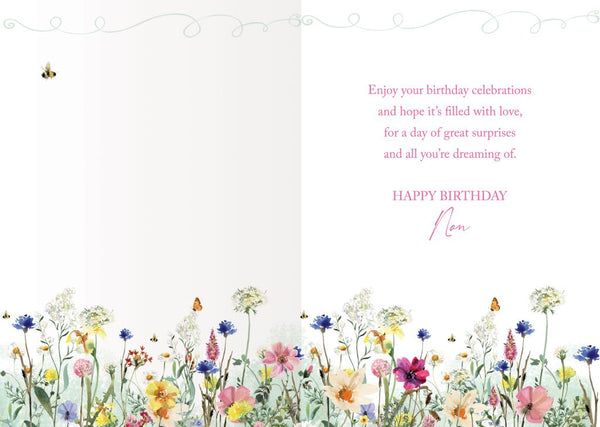 Nan birthday card - wild flowers