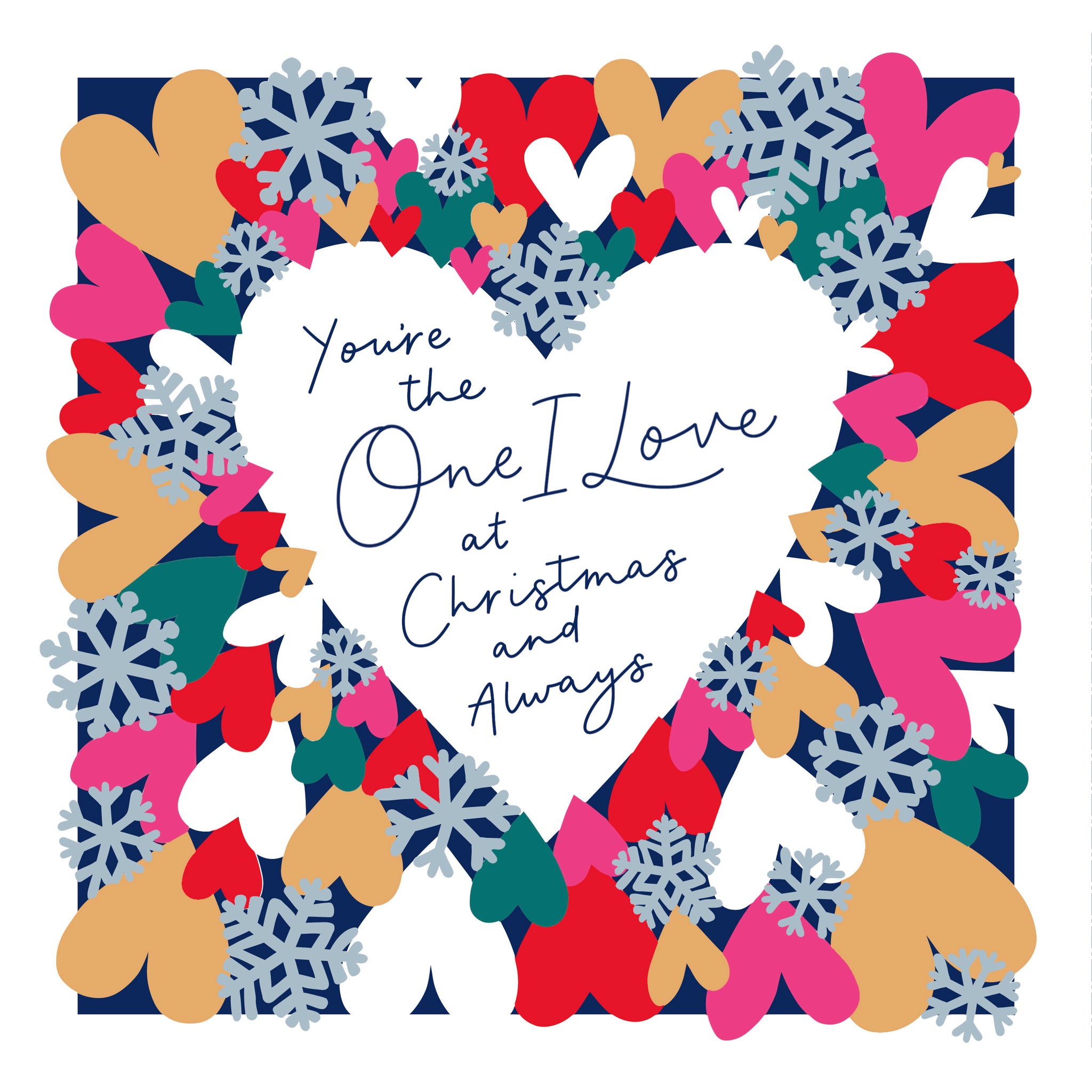 Luxury One i love Christmas card - colourful hearts