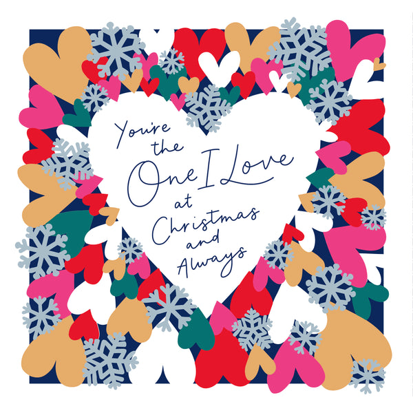 Luxury One i love Christmas card - colourful hearts