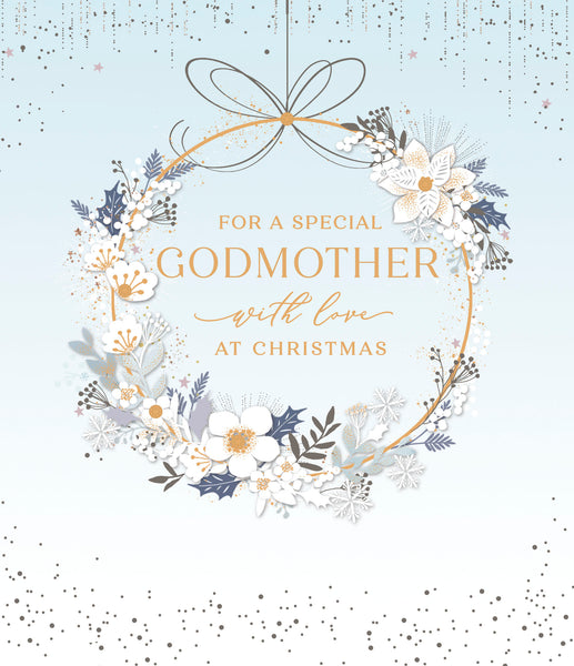 Godmother Christmas card - Xmas wreath