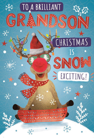 Grandson Christmas card- fun reindeer