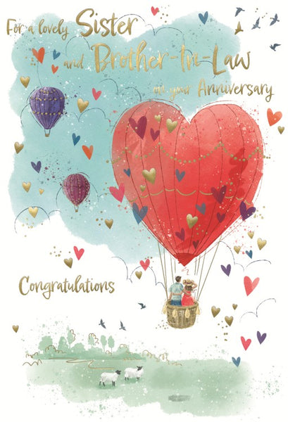 Sister and Brother-in-law anniversary card - romantic balloon ride