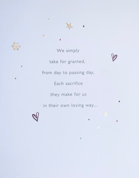 Luxury Mum and Dad Christmas card- sentimental verse