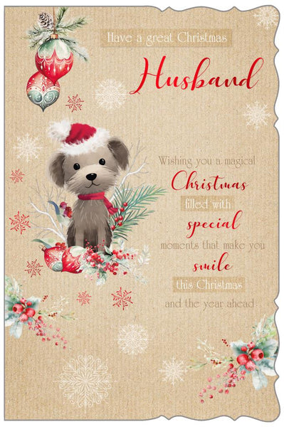 Husband Christmas card- cute Christmas dog