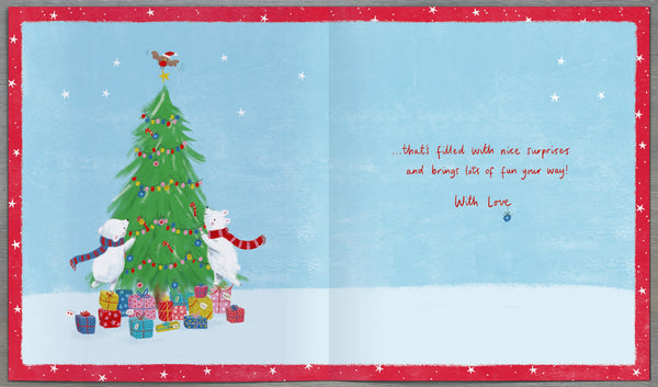 To Grandchildren Christmas card - cute winter animals