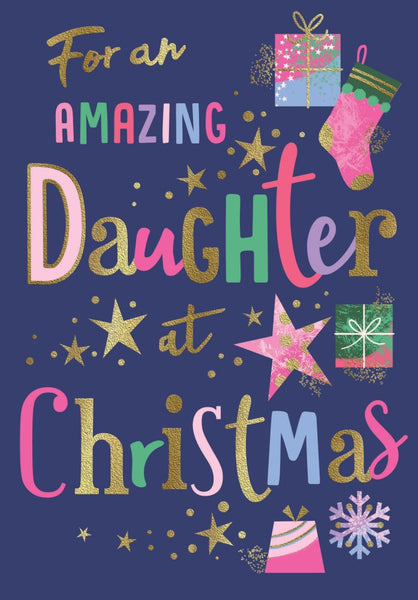 Daughter Christmas card - modern sparkles