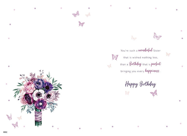 Sister birthday card - floral bouquet