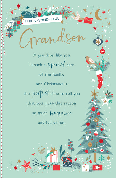 Grandson Christmas card- Luxury card- sentimental verse